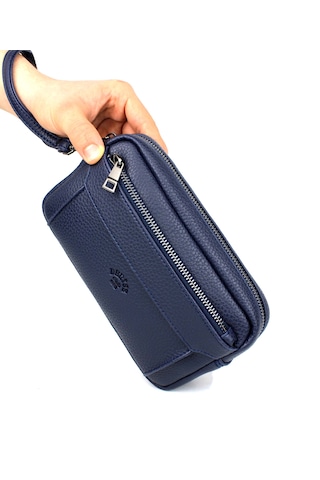 Erkek Lacivert Lüks El Ve Bileklik Kemerli Portföy El Çantası Lacivert