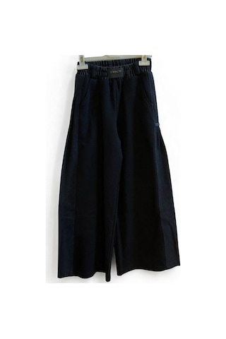 Zekids Kız Çocuk Yanları Denim Garnilli 2 İplik Pantolon-15038 Siyah