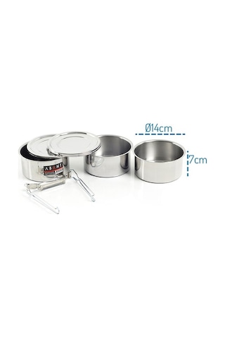 Abant Çelik 3'Lü Sefertası Yemek Taşıma Kabı - 14 X 7  Cm Çok Renkli