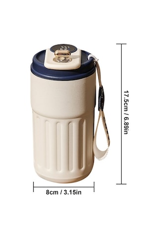 Fastbuy Akıllı Sıcaklık Ölçerli 450ml Paslanmaz Çelik Termos - Taşınabilir Ofis & Seyahat Kahve Bardağı Kahverengi Kahverengi