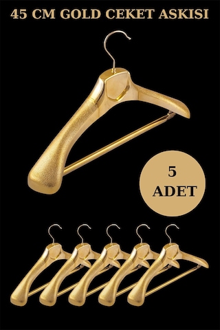 5 Adet Plastik Gold Renk Yüksek Kalite Ceket Askısı Elbise Askısı Altın