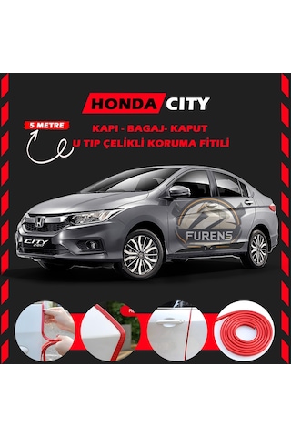 Honda City Oto Araç Kapı Koruma Fitili 5metre Parlak Kırmızı Renk