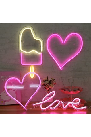 Sones Led Akrilik Şeffaf Arka Panel Neon Işık Tatil Dekorasyon Lambası Aşk Diğer