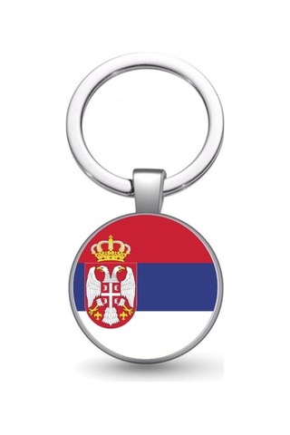Tamgacrafts Sırbistan Serbia Bayrağı Metal Anahtarlık Ülke Temalı Hediyelik Çok Renkli