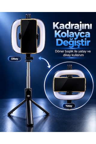 Shnstore Parlaklık Ayarlı Rgb Halka Işık Kablosuz Kumandalı Ve Telefon Tutuculu Tripod Shntknd0720