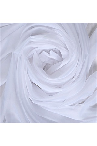 Mikro İpek Vual Pilesiz Düz Tül Perde Kar Beyaz - Kar Beyaz