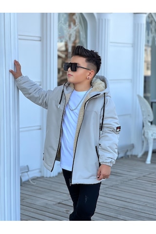 Erkek Çocuk Kapüşonlu İçi Kürklü Mont Km3050 Bej