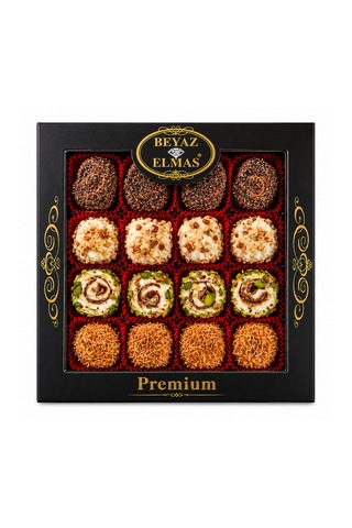 Beyaz Elmas Premium Lokum 350 Gr - Karışık Kuruyemişli Türk Lokumu - Fıstıklı Fındıklı Hediyelik Lokum