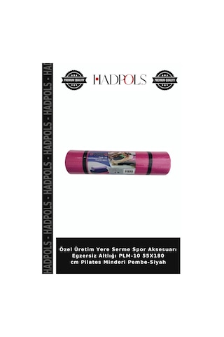 Özel Üretim Yere Serme Spor Aksesuarı Egzersiz Altlığı Plm-10 55x180 Cm Pilates Minderi Pembe-siyah Pembe - Siyah