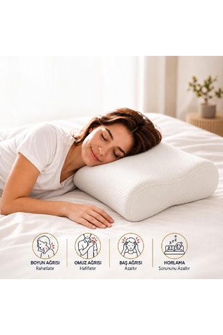Homedius Visco Time Comfy Boyun Destekli Ortopedik Visco Yastık 50x32x11 Cm Beyaz