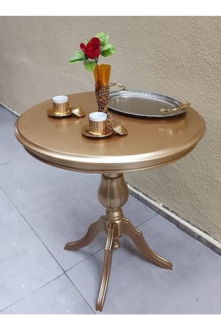 Fiskos Sehpa Eko 90503 Baba 4ayak 65 Cm Hareketli Mdf Tabla Parlak Gold El Yapım
