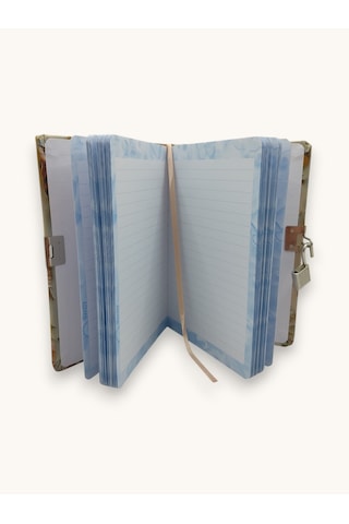 Gül Çiçek Desenli Hatıra Defteri Günlük Kilitli Defter 80 Yaprak -turuncu