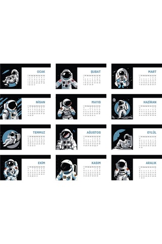 Astronot Temalı Poster Masaüstü Takvimi-2221