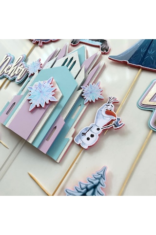 Karlar Ülkesi Elsa Temalı Kız Çocuk Doğum Günü İsme Özel 3d Pasta Süsü Seti Cake Topper Çocuk