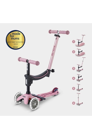 Micro Mini 6 İn 1 Deluxe Rock And Go Led Scooter Dusty Rose Pembe