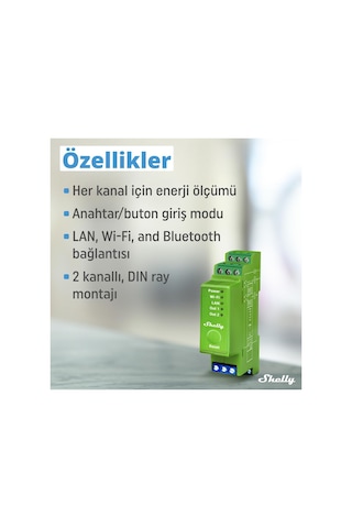 Shelly Pro Dimmer 2pm Dın Ray 2 Kanal Enerji Ölçümlü Akıllı Dimmer