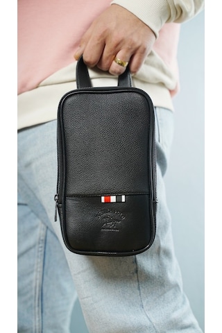 Adelina Erkek Siyah Seyahat Portföy Clutch El Çanta Ve Cüzdan