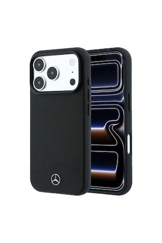 Apple Uyumlu iPhone 18 Pro Max Kılıf Mercedes Benz Lisanslı M-safe Uyumlu 3d Metal Logolu Wrap Wood Kapak Siyah
