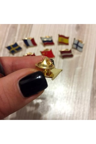 Bulgaristan Bulgar Bayrağı Iğneli Ufak Yaka Rozeti Altın Kaplama Zeminli Kadın Erkek Parlak Rozet Çok Renkli