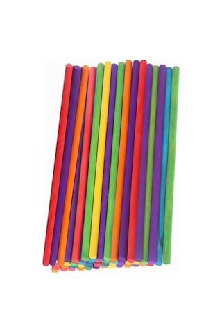 Artlantis Renkli İnce Ahşap Yuvarlak Çubuk 15 Cm 30 Lu 1 Paket Okul Öncesi Sınıf Tasarım Etkinlik Hobi Genel