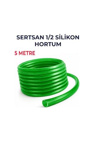 Silikonlu Bahçe Hortumu 1/2 İnç 5 Metre Yeşil Dayanıklı Sulama Hortumu
