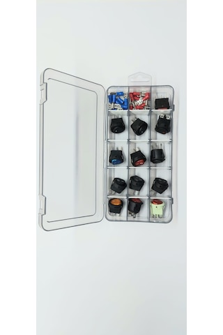 On-off Rocker Anahtar Ve Switch Seti 15 Bölmeli Organizer Kutulu