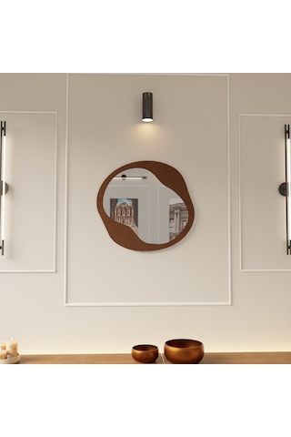 Dekoratif Pleksi Aynalı Ahşap Duvar Dekoru Kahverengi