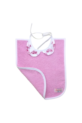 Bezhane %100 Pamuk Beyaz Biyeli - Pembe Mama Önlüğü Pembe