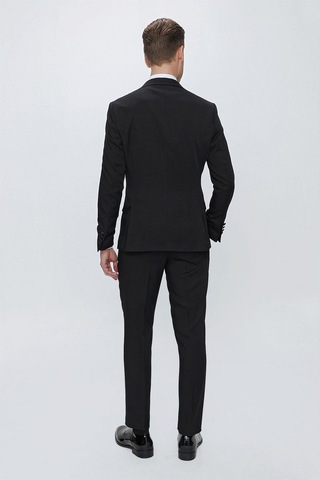Efor Black 067 Slim Fit Çıkarılabilir Saten Yaka Siyah Damatlık Smokin Takım Siyah