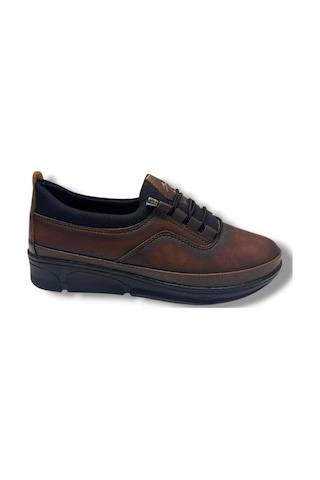 Mehtap 1170-26 Yağlı Deri Anatomik Slip On Comfort Kadın Ayakkabı Taba