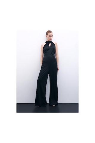 Sateen Kolsuz Parlak Tulum - Siyah-135878 Siyah