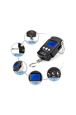 Adet 50kg Seyahat Dijital Terazi Balıkçılık Yüksek Hassasiyet Pil Yok Siyah