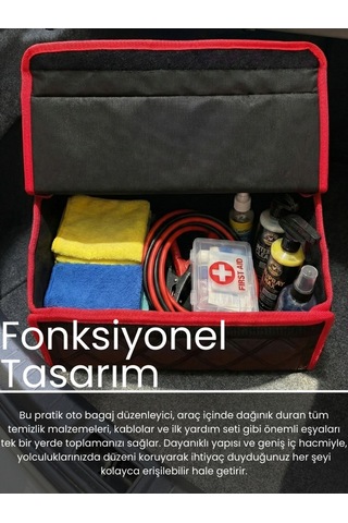 Araç Bagaj Düzenleyici Organizer Tay Tüyü Kaymaz Cırt Bantlı Geniş Hacimli Çanta A1