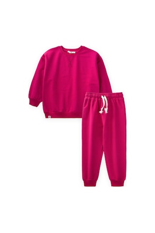 Cigit Basic Karyoka Detaylı Sweatshirt Takım 3-8 Yaş Fuşya