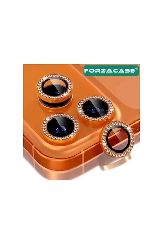 Forzacase Apple Uyumlu iPhone 17 Pro Max İle Elmas Taşlı Kamera Camı Lens Koruyucu Halka Seti - Fc1126 Gümüş