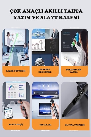 Akıllı Tahta Dokunmatik Yazım Kalemi Slayt Dijital Sunum Kumandası Wireless Presenter Pointer