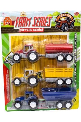 Oyuncak Traktör Römork Set 3'lü Tarım Set