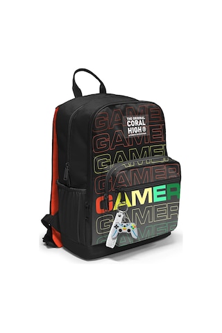 Coral High Siyah Gri Gamer Desenli Okul Sırt Çantası 23640