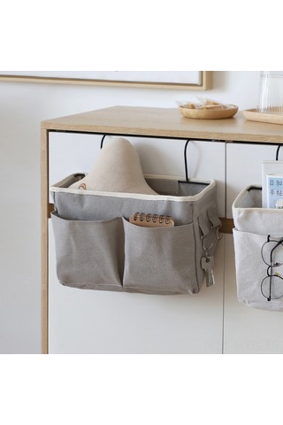 Symbee Üniversite Yeni Dormoda Kullanıma Uygun Kumaşlı Yatak Başlığı Depolama Çanta, Pratik Odalarınız İçin Konforlu Organize Edici Sepet - Gri Yükseltilmiş Versiyon Gri