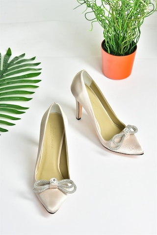 Fox Shoes Ten Saten Kumaş Taşlı Kadın Stiletto M253972004