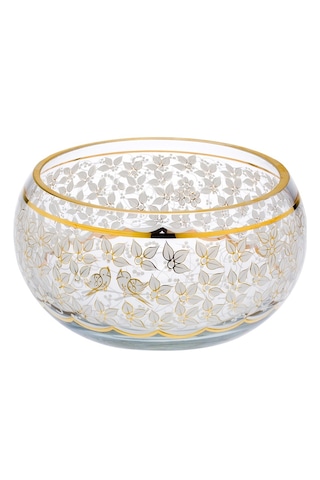 Paşabahçe Altın Yaldız El İşçiliği Yaprak Kase Beyaz 22x12 Cm
