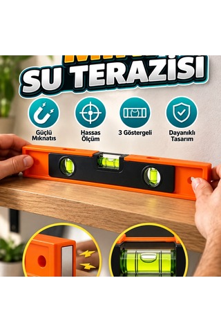 Mini Mıknatıslı Su Terazisi 3 Göstergeli Hassas Hizalama Ve Ölçüm Aleti