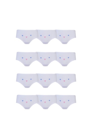 Hepsine Rakip Tutku Kız Çocuk İnce Bel İşlemeli Bato Külot 12'li Paket %100 Pamuk Tkc0821 Beyaz
