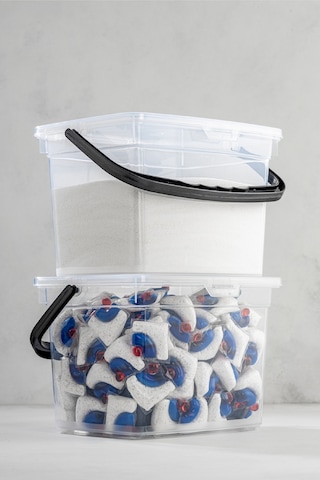 Vienev 2li 4 Litre Toz Tablet Deterjan Saklama Kabı - Deterjan Kutusu, Toz Tablet Deterjan Kabı Beyaz