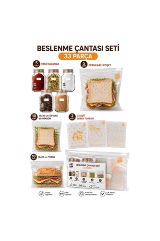 Beslenme Çantası Düzenleme Ve Saklama Seti 33 Adet Şeffaf