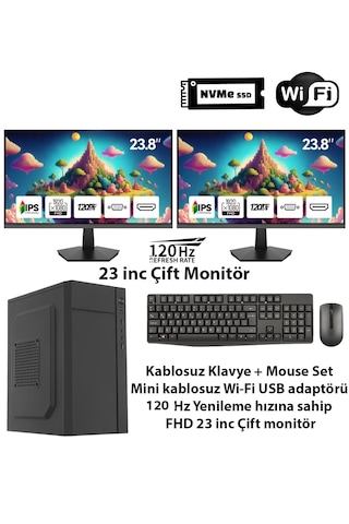 Comloji Ofis Basic-2 İ5-4440 8 Gb 256 Gb Nvme 23" + 23" Free Dos Masaüstü Bilgisayar