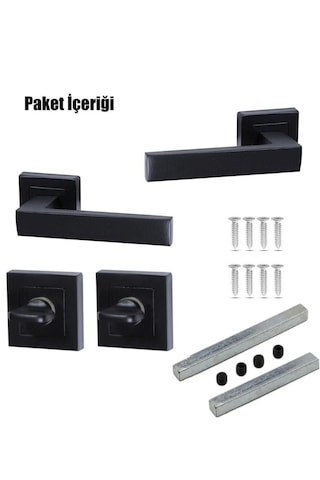 Kare Rozetli Kapı Kolu Wc-banyo Siyah/metlox Sessiz 40mm Wc-banyo