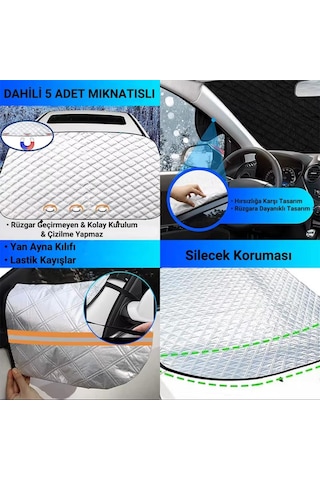 Coofbe 4 Katmanlı Kumaş145x115cm Araç Ön Cam Koruyucu Branda Araç Ön Cam Güneşlik Araç Kar Don Brandası 1 Adet