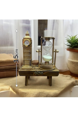 Coverzone Beyaz Saat Kule Kum Saati Retro Vintage Müzik Severler İçin Ev Masaüstü Dekorasyon Doğum Günü Noel Yeni Genel