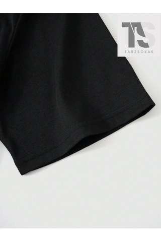 Startmore Goth Erkek Alfabe Ve Beş Köşeli Yıldız Baskılı T-shirt Siyah